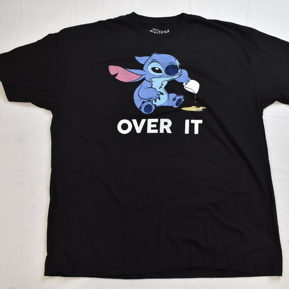Disney Stitch Mens Stitch Over It Funny Black Shirt New 2XL